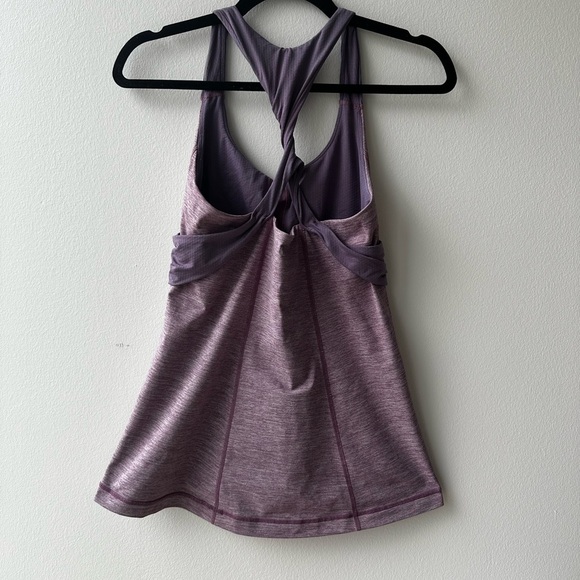 Lululemon Spin Me Tank Top Purple Twist Back Built in Bra Hook Closure Size 6 - Picture 2 of 6